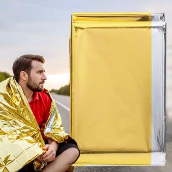 Coperta di soccorso affidabile, 210 x 160 cm, oro - argento, coperta di emergenza - foglio riscaldante di primo soccorso, un prodotto NASA