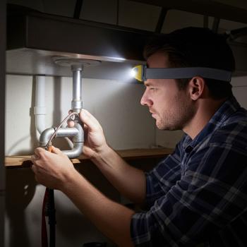 Preview: Lampe Frontale LED SHELL Rechargeable USB - 2 modes d‘éclairage & capteur intelligent - Flux 50/100 lumens - Jaune/Gris - Pour travail & plein air