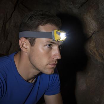 Lampe Frontale LED SHELL Rechargeable USB - 2 modes d‘éclairage & capteur intelligent - Flux 50/100 lumens - Jaune/Gris - Pour travail & plein air