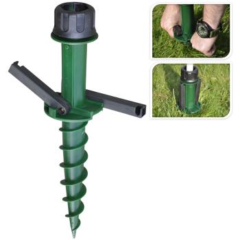 Preview: Sonnenschirmhalter mit Erdspiess - Universeller Sonnenschirmständer für sicheren Halt - Robustes Polypropylen für Schirme 22-33 mm - kipp- & windfest, 44 cm
