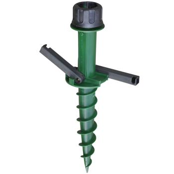 Preview: Lot de 2 Supports Parasol avec Piquet de Terre - Pour Jardin Plage Piscine - Ancrage Stable Anti-Vent - Polypropylène 44cm - Tiges 22-33mm