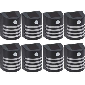 Preview: set of 8 Solar Outdoor Light with PIR Motion Sensor, Wall Light