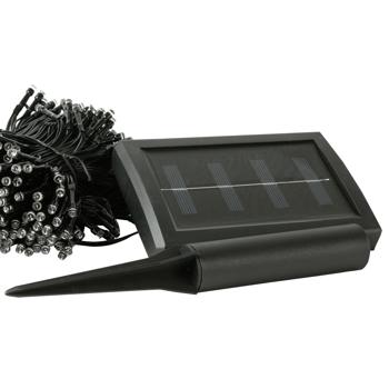 Preview: Luci solari a LED, 400 LED, 4 m: filo nero, luce bianca calda, IP44 - illuminazione esterna d‘atmosfera e a risparmio energetico