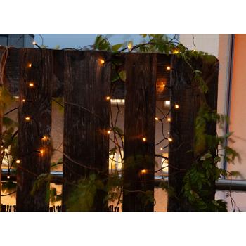 Preview: Luci solari a LED, 400 LED, 4 m: filo nero, luce bianca calda, IP44 - illuminazione esterna d‘atmosfera e a risparmio energetico
