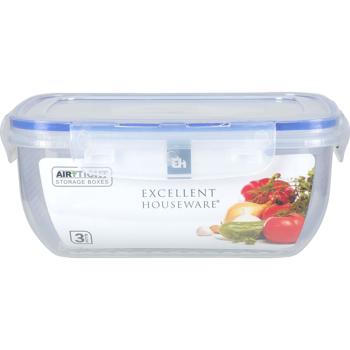 Preview: Boîtes de conservation rectangulaires à clip - Lot de 3 hermétiques pour réfrigérateur, bureau, camping - Polypropylène robuste 400/800/1400 ml