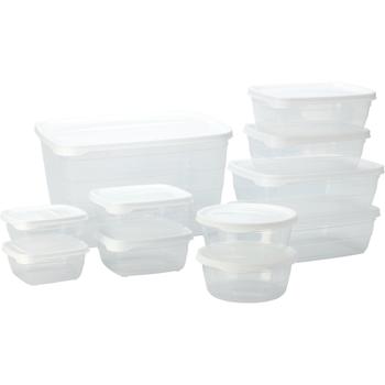 Preview: 11-piece set of storage containers with lids, transparent, 250, 300, 500, 600, 1200, 6000 ml