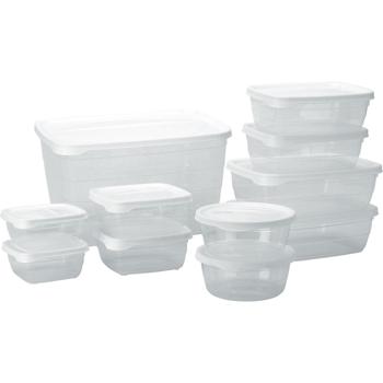 Lot de 11 Boîtes de Rangement - Couvercle Blanc Transparente - 6 Tailles: 250ml-6000ml - Polypropylène - Anti-Gaspillage & Organisation Cuisine/Atelier