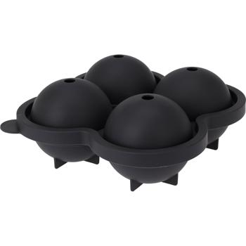 Preview: Lot de 2 Moules à Glaçons Flexibles - Pour 4 Boules de Glace Ø 6cm - Souple, Résistant Lave-Vaisselle, Sans Goût, Gris Foncé