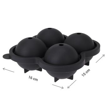 Preview: Lot de 2 Moules à Glaçons Flexibles - Pour 4 Boules de Glace Ø 6cm - Souple, Résistant Lave-Vaisselle, Sans Goût, Gris Foncé