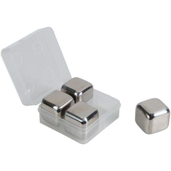 Preview: 4er-Set Kühlsteine Edelstahl - Wiederverwendbare Eiswürfel für Whisky & Getränke - Kein Verwässern - Spülmaschinenfest - Geruchs-/Geschmacksneutral - 27x27x27mm