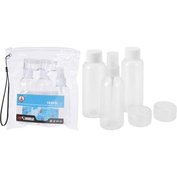 Preview: Reiseflaschenset 5tlg - Handgepäck & Flugreisen geeignet - Transparent, robust, 1 Pumpsprüher (90ml), 2 Flaschen (100ml), 2 Creme-Dosen (20ml) im Beutel Preview: Reiseflaschenset 5tlg - Handgepäck & Flugreisen geeignet - Transparent, robust, 1 Pumpsprüher (90ml), 2 Flaschen (100ml), 2 Creme-Dosen (20ml) im Beutel