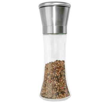 Preview: Macinapepe manuale, macina spezie e sale con macina in ceramica, in vetro di alta qualità e acciaio inox, 19 cm