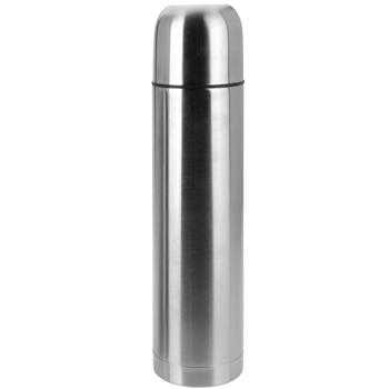 Preview: Set of 2 stainless steel thermos bottles 1 liter with integrated cup: insulated flask, double-wall insulation, perfect for on the go, hot and cold