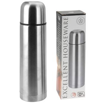 Preview: 4er-Set Edelstahl-Thermoskanne mit Becher im Deckel 0,5 l