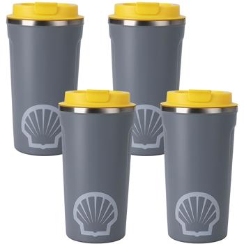 Preview: set of 4 drinking cups with insulating function, plastic lid, stainless steel, 500 ml