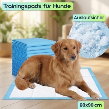 Preview: XL-Packung Trainingspads für Hunde (100 Stück): 5-lagige, extra saugfähige Welpenunterlagen, auslaufsicher, 60x90 cm - saugstark u. hygienisch