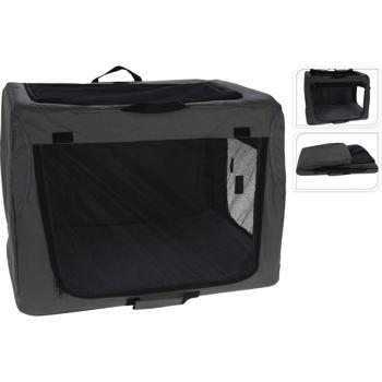 Preview: Caisse de transport pliable pour animaux - Sûre & confortable pour chiens, chats, lapins - Noire, 71x49x51 cm - Jusqu‘à 20kg