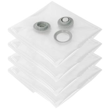 Preview: Sacs de rangement sous vide pour vêtements et linge de lit - 4 pièces, 2 tailles, transparents, réutilisables - Compatibles aspirateurs