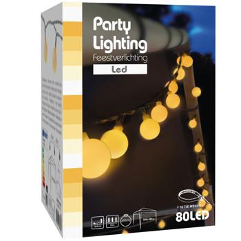 Preview: 2er-Set Stromsparende LED-Lichterkette: 80 warmweisse Kugeln, 16m Länge, IP44 - gemütliche Aussenbeleuchtung für stimmungsvolle Momente