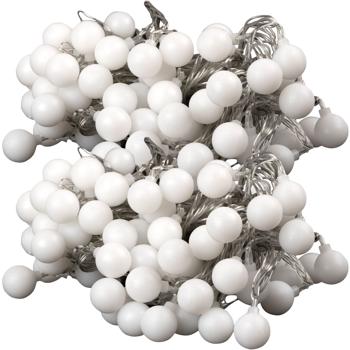 Preview: 2er-Set Stromsparende LED-Lichterkette: 80 warmweisse Kugeln, 16m Länge, IP44 - gemütliche Aussenbeleuchtung für stimmungsvolle Momente