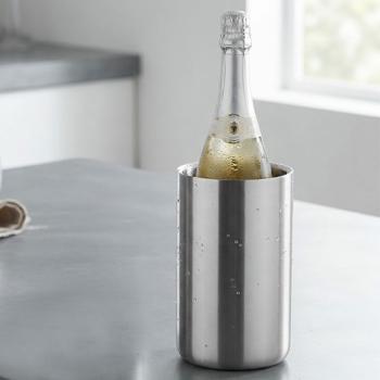 Stainless steel wine cooler Ø 12 cm – elegant & timeless design, double-walled for chilled wine, stylish bottle cooler