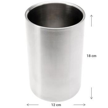 Preview: Lot de 2 Refroidisseurs à Vin en Acier Inoxydable Ø 12cm - Double Paroi pour Vin Blanc/Mousseux - Design Élégant/Intemporel - Cadeau Idéal Fêtes/Soirées