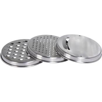 Preview: Bol mélangeur en inox avec couvercle et 3 inserts de râpe, saladier Ø 25,5 cm avec râpes fine, grossière et à trancher, fond antidérapant, compatible lave-vaisselle