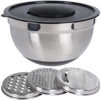 Preview: 2er-Set Reibeschüssel aus Edelstahl mit 3 Raffeln und Deckel