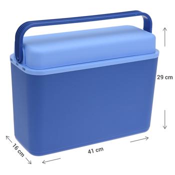 Preview: Kühlbox 12 Liter, blau - Kühl- & Warmhaltebox für Picknick, Camping & Reisen - 41x16x29cm - mit Tragegriff - robuster Kunststoff