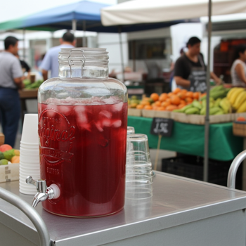 Distributeur de boissons en verre 8L avec robinet et couvercle - Rétro, robuste & polyvalent - Idéal fêtes, jardin, intérieur/extérieur - Pour jus, limonade