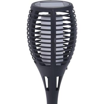 Preview: set di 2 torce solari con effetto fiamma, nero, incl. picchetto di terra, 58 cm