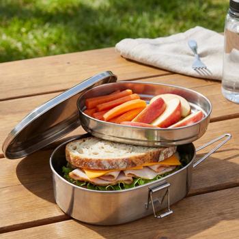 Preview: Edelstahl Brotbox, 1,2 L - Hygienisch, Robust & Geruchsneutral - Lunchbox ideal für Schule, Arbeit, Picknick - Inkl. Deckel, Haltegriff - 18x14x7.5cm