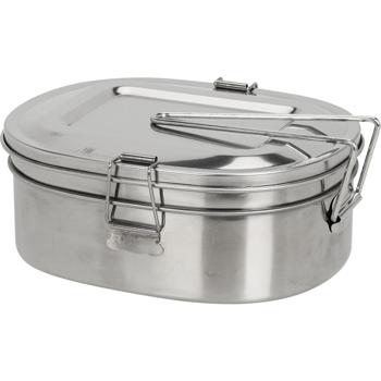 Preview: Set of 2 stainless steel lunch boxes, incl. lid and carrying handle, 18 x 14 x 7.5 cm