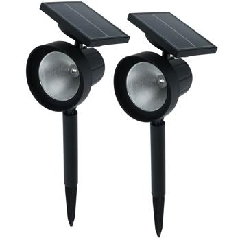 Preview: set of 2 solar LED spotlights with ground spike, black