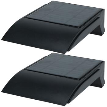 Preview: set of 2 solar LED wall lights for outdoor areas - PIR motion sensor, 50 lumens, black-for house entrances, gardens, terraces - Wireless installation