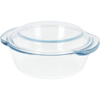 Preview: 2er-Set Glas Auflaufform mit Deckel, rund, 1000 ml & 1700 ml