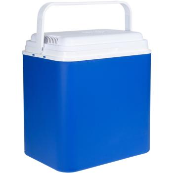 Preview: Langlebige elektrische Kühlbox, 24L, 12V für KFZ – Robustes Design, blau/weiss, optimale Kühlleistung