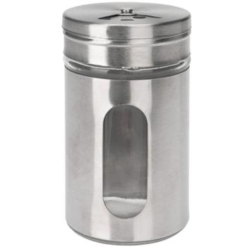 Preview: Épicière Élégante Acier Inoxydable 94 ml - Fenêtre de Contrôle, 3 Tailles de Trous pour Épices, Sels & Herbes Aromatiques - Pour Table & Cuisine