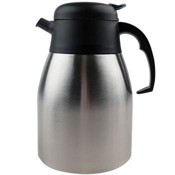 Preview: Isolierkanne doppelwandig Edelstahl 1,5L - Hält Kaffee/Tee 6h warm - Für Büro, Reise & festliche Tafel - Mit Einhand-Automatik & Hebel-Ausgiesser