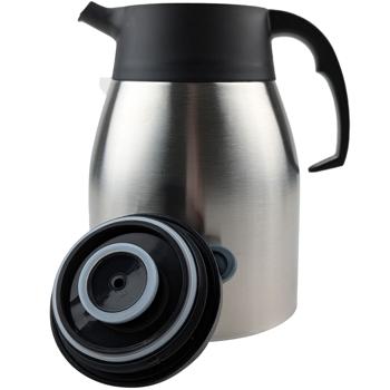 Preview: Isolierkanne doppelwandig Edelstahl 1,5L - Hält Kaffee/Tee 6h warm - Für Büro, Reise & festliche Tafel - Mit Einhand-Automatik & Hebel-Ausgiesser