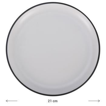 Preview: Melamin-Teller Ø 21 cm - Bruchfest & lebensmittelecht - Modernes Design weiss/schwarz - Ideal für Familien, Camping & Urlaub - Spülmaschinenfest bis 70°C