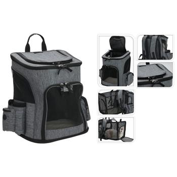 Preview: Kleintier Tragetasche Rucksack - Sicherer Transport für Katzen, Hunde & Kaninchen bis 10kg - Faltbar, Polyester, 65x25x40cm, Sichtfenster