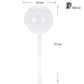 Preview: Palloni d‘irrigazione in vetro, set di 4, 500 e 260 ml, trasparenti - autoinnaffianti per piante d‘appartamento, di facile manutenzione