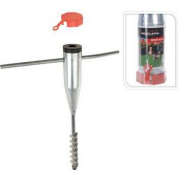 Preview: Pied de parasol à visser en métal - Kit 2 pcs pour jardin, pique-nique, voyage - Acier galvanisé, robuste, adaptateurs Ø 25-55 mm inclus