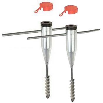 Preview: Pied de parasol à visser en métal - Kit 2 pcs pour jardin, pique-nique, voyage - Acier galvanisé, robuste, adaptateurs Ø 25-55 mm inclus