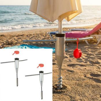 set of 2 parasol stands to screw in, metal
