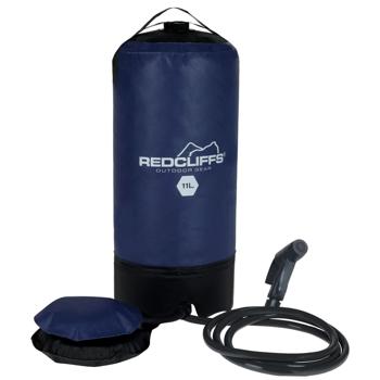 Preview: Douche de camping mobile - Pompe à pied, 11 litres, bleu - Polyvinyle, sac transport, portable, pour extérieur, voyage, jardinage