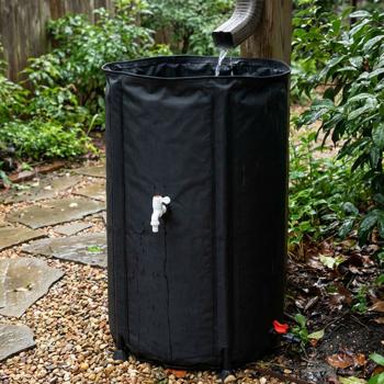 Preview: Robust, foldable 500 liter rain barrel, black - with tap and hose connection, mobile rainwater solution for every garden
