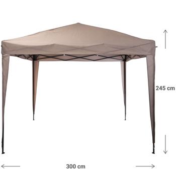 Preview: Pavillon pliable stable, brun, dimensions du toit 3 x 3 m, hauteur 2,45 m, Outdoor Party tente, protection UV