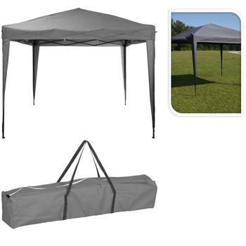 Preview: Pavillon Pliable Stable - Tente de Jardin & Fête Extérieure - Gris 3x3x2.45m - Protection UV - Montage Rapide Portable